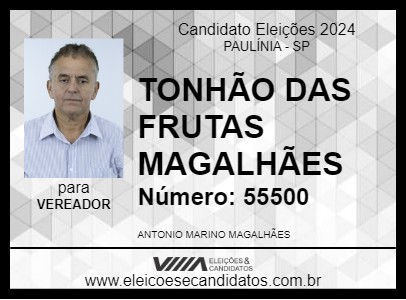 Candidato TONHÃO DAS FRUTAS MAGALHÃES 2024 - PAULÍNIA - Eleições