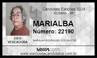 Candidato MARIALBA 2024 - ROSANA - Eleições