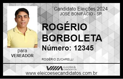 Candidato ROGÉRIO BORBOLETA 2024 - JOSÉ BONIFÁCIO - Eleições