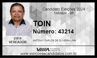 Candidato TOIN 2024 - TARABAI - Eleições