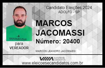 Candidato MARCOS JACOMASSI 2024 - ADOLFO - Eleições