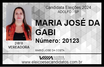 Candidato MARIA JOSÉ DA GABI 2024 - ADOLFO - Eleições