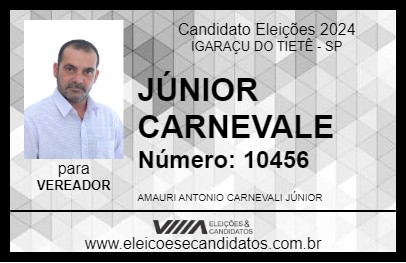 Candidato JÚNIOR CARNEVALE  2024 - IGARAÇU DO TIETÊ - Eleições