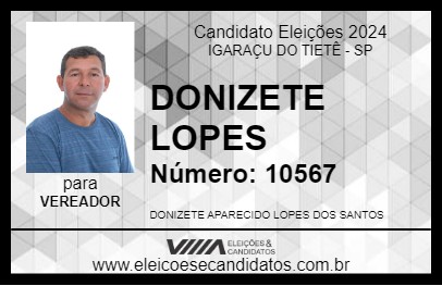 Candidato DONIZETE LOPES 2024 - IGARAÇU DO TIETÊ - Eleições