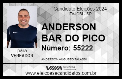 Candidato ANDERSON BAR DO PICO 2024 - ITAJOBI - Eleições