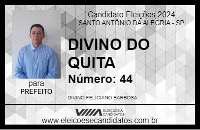 Candidato DIVINO DO QUITA 2024 - SANTO ANTÔNIO DA ALEGRIA - Eleições