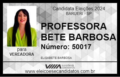 Candidato PROFESSORA BETE BARBOSA 2024 - BARUERI - Eleições