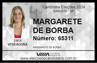 Candidato MARGARETE DE BORBA 2024 - BARUERI - Eleições