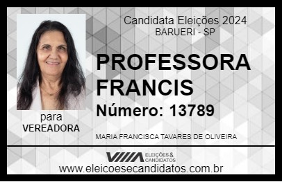 Candidato PROFESSORA FRANCIS 2024 - BARUERI - Eleições