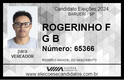 Candidato ROGERINHO F G B 2024 - BARUERI - Eleições