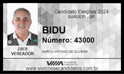 Candidato BIDU 2024 - BARUERI - Eleições