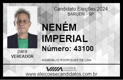 Candidato NENÉM IMPERIAL 2024 - BARUERI - Eleições