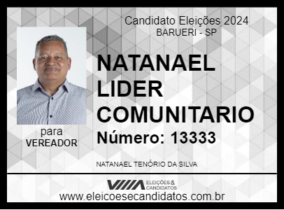 Candidato NATANAEL LIDER COMUNITARIO 2024 - BARUERI - Eleições