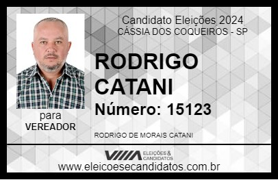 Candidato RODRIGO CATANI 2024 - CÁSSIA DOS COQUEIROS - Eleições