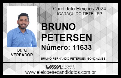 Candidato BRUNO PETERSEN 2024 - IGARAÇU DO TIETÊ - Eleições