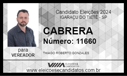 Candidato CABRERA 2024 - IGARAÇU DO TIETÊ - Eleições