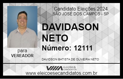 Candidato DAVIDSON NETO 2024 - SÃO JOSÉ DOS CAMPOS - Eleições