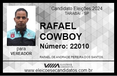 Candidato RAFAEL COWBOY 2024 - TARABAI - Eleições