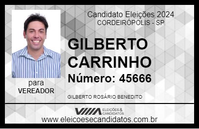 Candidato GILBERTO CARRINHO 2024 - CORDEIRÓPOLIS - Eleições