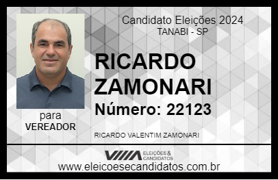 Candidato RICARDO ZAMONARI 2024 - TANABI - Eleições