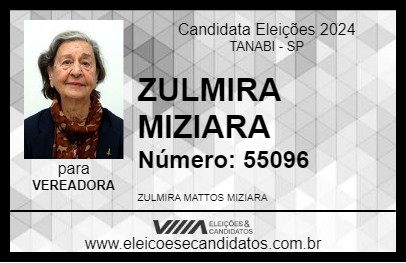 Candidato ZULMIRA MIZIARA 2024 - TANABI - Eleições