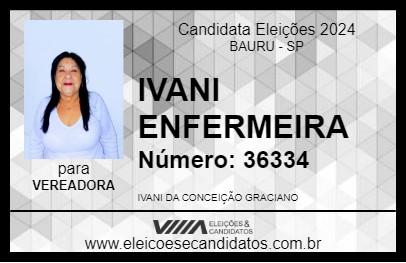 Candidato IVANI ENFERMEIRA 2024 - BAURU - Eleições