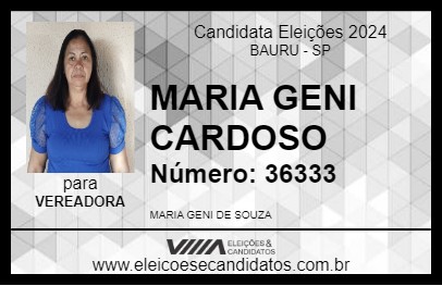 Candidato MARIA GENI CARDOSO 2024 - BAURU - Eleições