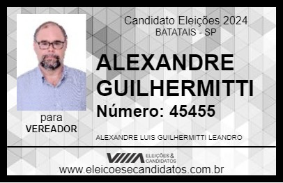 Candidato ALEXANDRE GUILHERMITTI 2024 - BATATAIS - Eleições