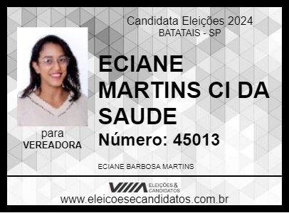 Candidato ECIANE MARTINS CI DA SAUDE 2024 - BATATAIS - Eleições