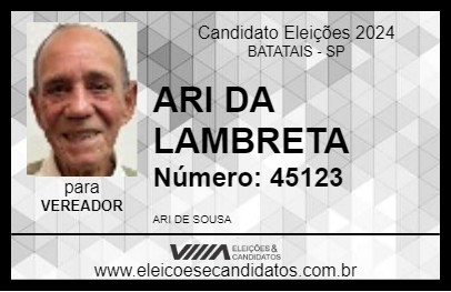 Candidato ARI DA LAMBRETA 2024 - BATATAIS - Eleições