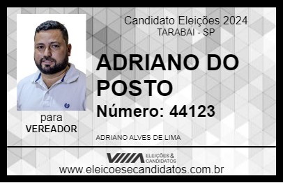 Candidato ADRIANO DO POSTO 2024 - TARABAI - Eleições