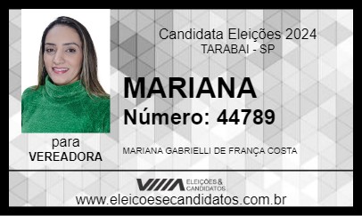 Candidato MARIANA 2024 - TARABAI - Eleições