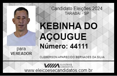 Candidato KEBINHA DO AÇOUGUE 2024 - TARABAI - Eleições