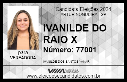 Candidato IVANILDE DO RAIO X 2024 - ARTUR NOGUEIRA - Eleições