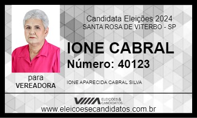 Candidato IONE CABRAL 2024 - SANTA ROSA DE VITERBO - Eleições