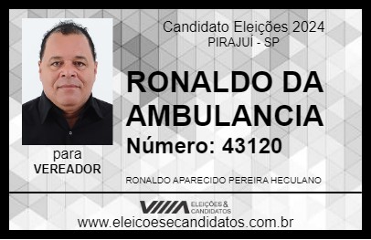 Candidato RONALDO DA AMBULANCIA 2024 - PIRAJUÍ - Eleições