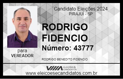 Candidato RODRIGO FIDENCIO 2024 - PIRAJUÍ - Eleições