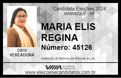 Candidato MARIA ELIS REGINA 2024 - MAIRINQUE - Eleições