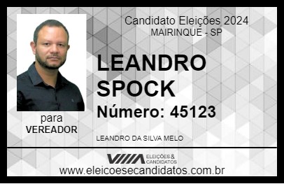 Candidato LEANDRO SPOCK 2024 - MAIRINQUE - Eleições