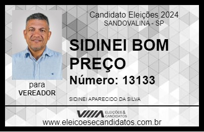 Candidato SIDINEI BOM PREÇO 2024 - SANDOVALINA - Eleições