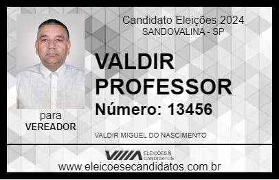 Candidato VALDIR PROFESSOR 2024 - SANDOVALINA - Eleições