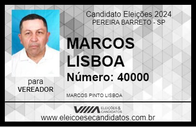 Candidato MARCOS LISBOA 2024 - PEREIRA BARRETO - Eleições