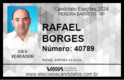 Candidato RAFAEL BORGES 2024 - PEREIRA BARRETO - Eleições