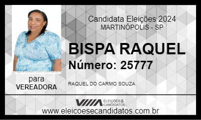 Candidato BISPA RAQUEL 2024 - MARTINÓPOLIS - Eleições