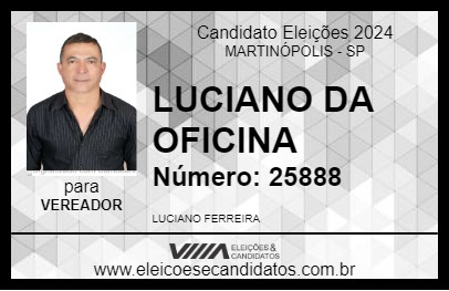 Candidato LUCIANO DA OFICINA 2024 - MARTINÓPOLIS - Eleições