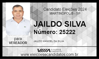 Candidato JAILDO SILVA 2024 - MARTINÓPOLIS - Eleições