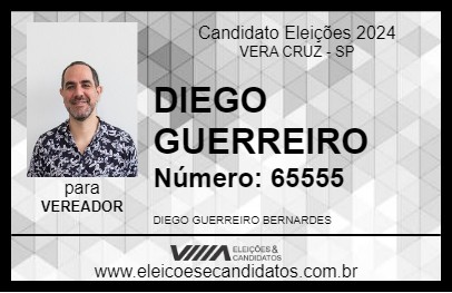 Candidato DIEGO GUERREIRO 2024 - VERA CRUZ - Eleições