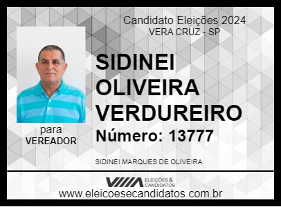 Candidato SIDINEI OLIVEIRA VERDUREIRO 2024 - VERA CRUZ - Eleições