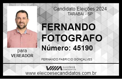 Candidato FERNANDO FOTOGRAFO 2024 - TARABAI - Eleições