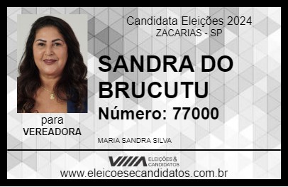 Candidato SANDRA DO BRUCUTU 2024 - ZACARIAS - Eleições